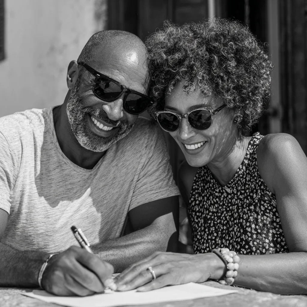 american couple signs on a loan
